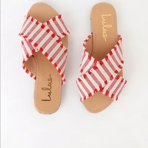 Red and white sandals